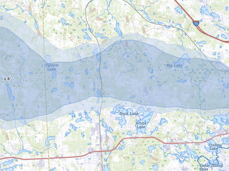 NEXRAD radar-signature map of the hail storm over Holly, MI on May 15, 2026