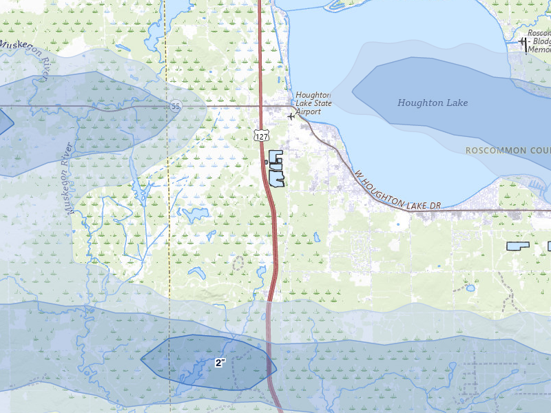 NEXRAD radar-signature map of the hail storm over Houghton Lake, MI on Mar 30, 2026