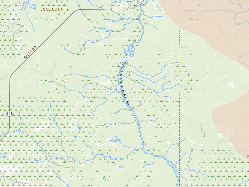 Radar-estimated hail-size map of the storm over Hulbert, MI on Jul 26, 2026