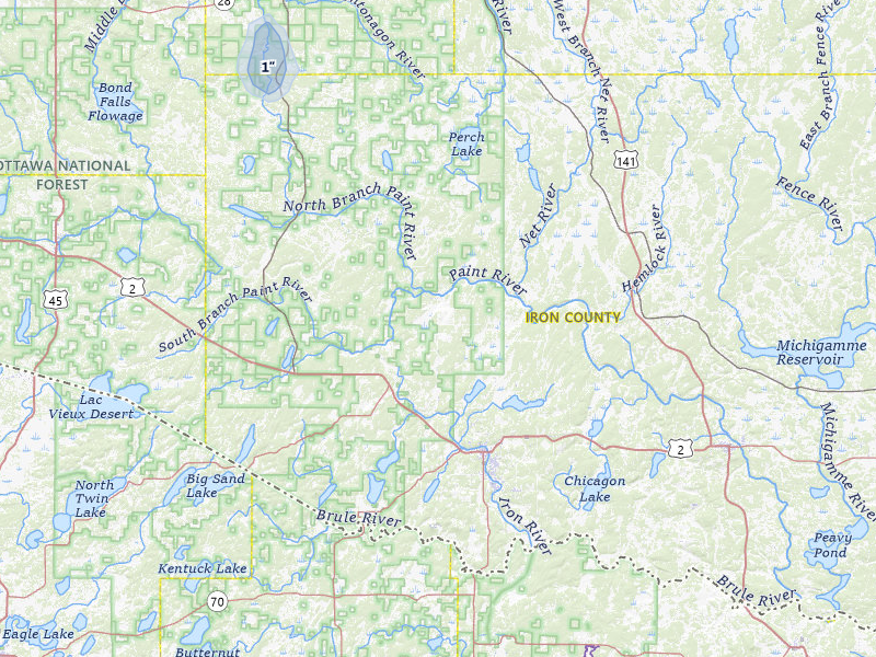NEXRAD radar-signature map of the hail storm over Iron River, MI on Jul 3, 2026