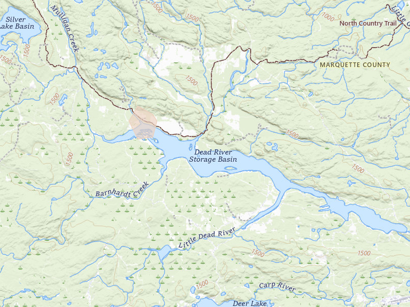 Radar-estimated hail-size map of the storm over Ishpeming, MI on May 17, 2026
