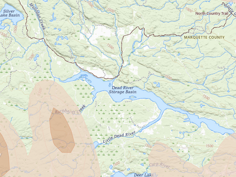 Radar-estimated hail-size map of the storm over Ishpeming, MI on Jul 20, 2026