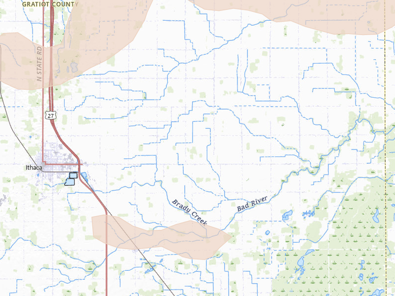 Radar-estimated hail-size map of the storm over Ithaca, MI