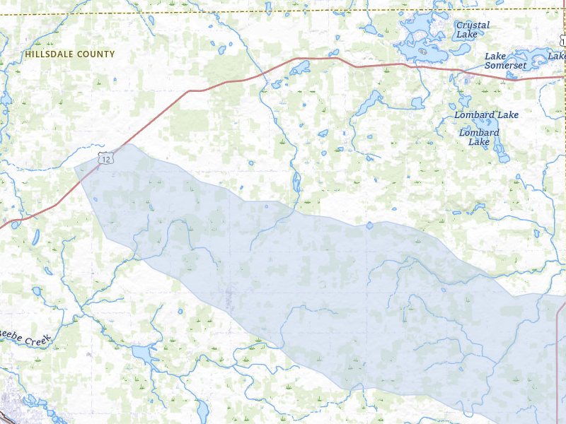 NEXRAD radar-signature map of the hail over Jerome, MI