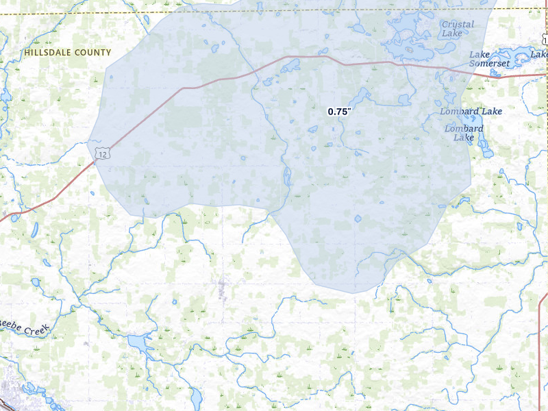 NEXRAD radar-signature map of the hail storm over Jerome, MI on May 4, 2026