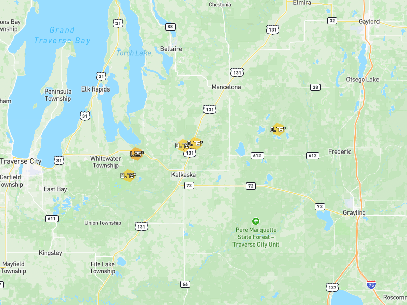 Hail map of Kalkaska, MI on Jul 1, 2026, hail up to 1.25"