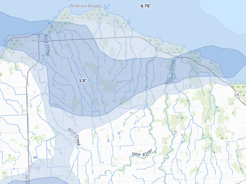 NEXRAD radar-signature map of the hail storm over Kinde, MI on Mar 30, 2026