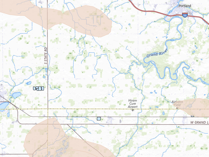 Radar-estimated hail-size map of the storm over Lake Odessa, MI