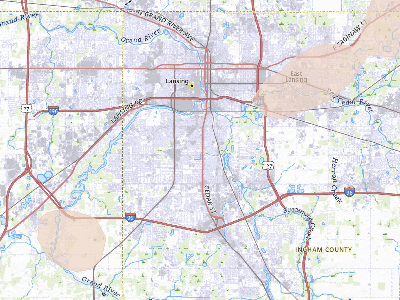 Radar-estimated hail-size map of the storm over Lansing, MI on Mar 6, 2026