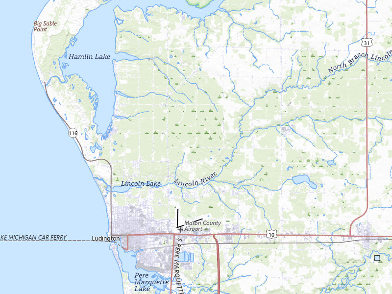 Radar-estimated hail-size map of the storm over Ludington, MI on Mar 6, 2026
