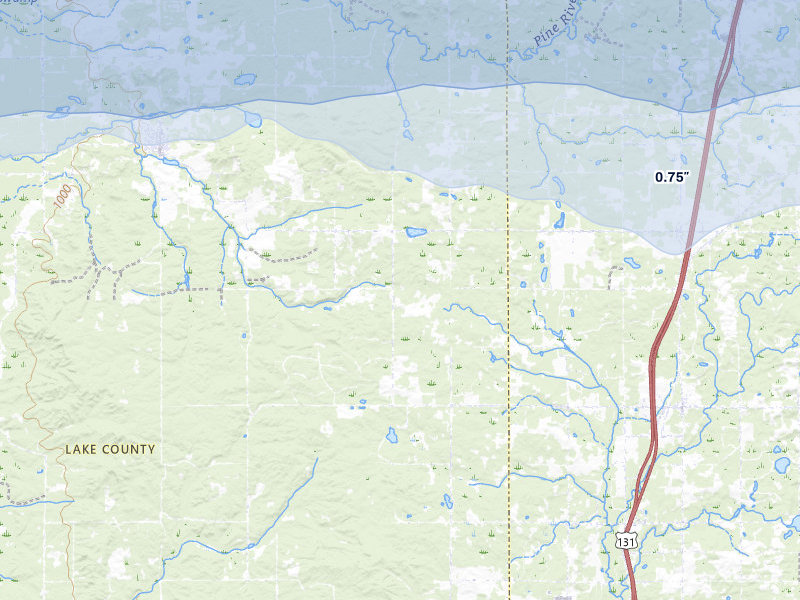 NEXRAD radar-signature map of the hail storm over Luther, MI on Mar 30, 2026