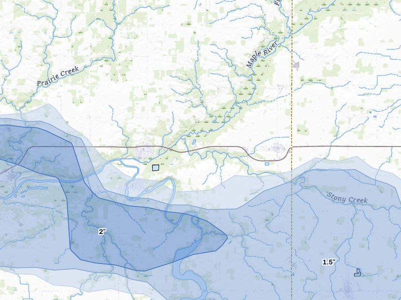 NEXRAD radar-signature map of the hail storm over Lyons, MI on May 15, 2026