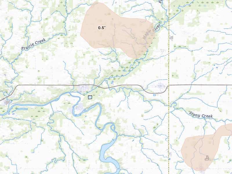 Radar-estimated hail-size map of the storm over Lyons, MI