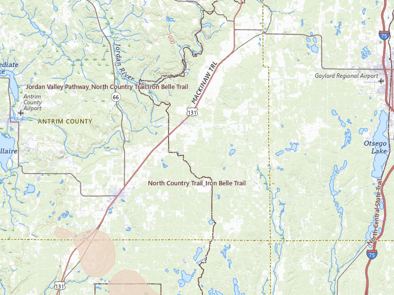 Radar-estimated hail-size map of the storm over Mancelona, MI on Jul 27, 2026