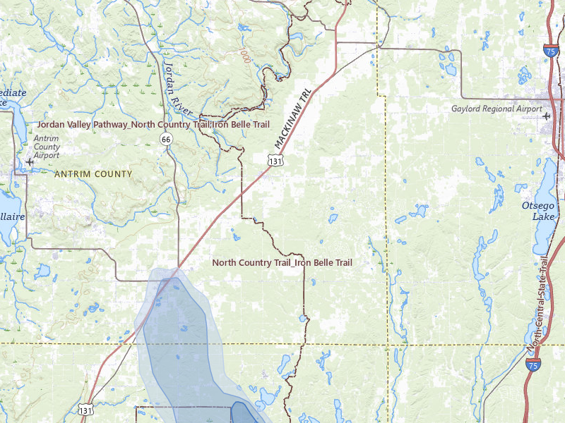 NEXRAD radar-signature map of the hail storm over Mancelona, MI on Jul 27, 2026