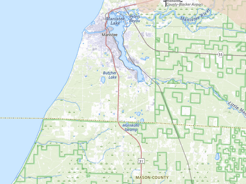 Radar-estimated hail-size map of the storm over Manistee, MI on Mar 30, 2026
