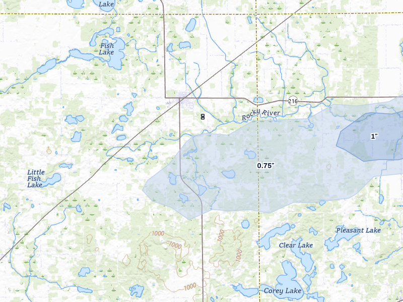 NEXRAD radar-signature map of the hail storm over Marcellus, MI on May 4, 2026