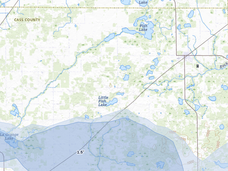 NEXRAD radar-signature map of the hail storm over Marcellus, MI on Aug 10, 2026