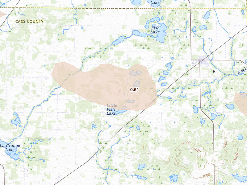 Radar-estimated hail-size map of the storm over Marcellus, MI