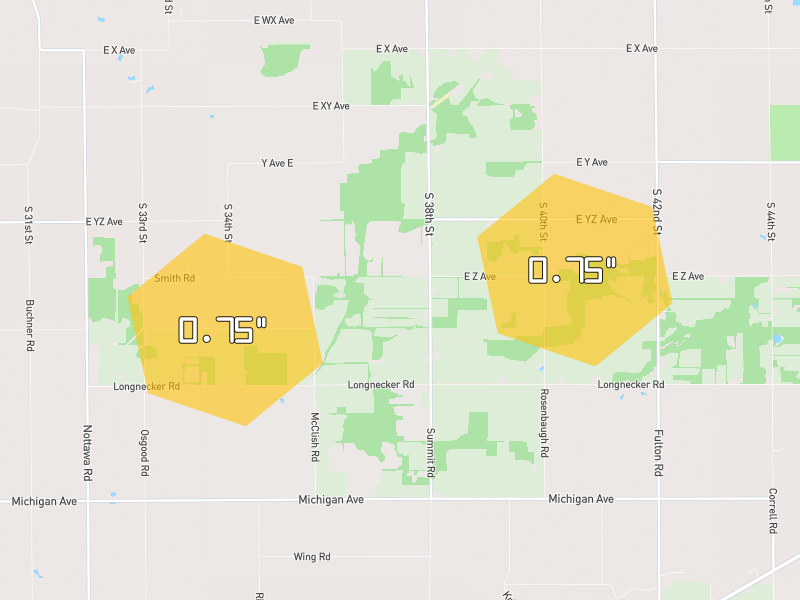 Hail map of Mendon, MI on Jul 3, 2026, hail up to 0.75"