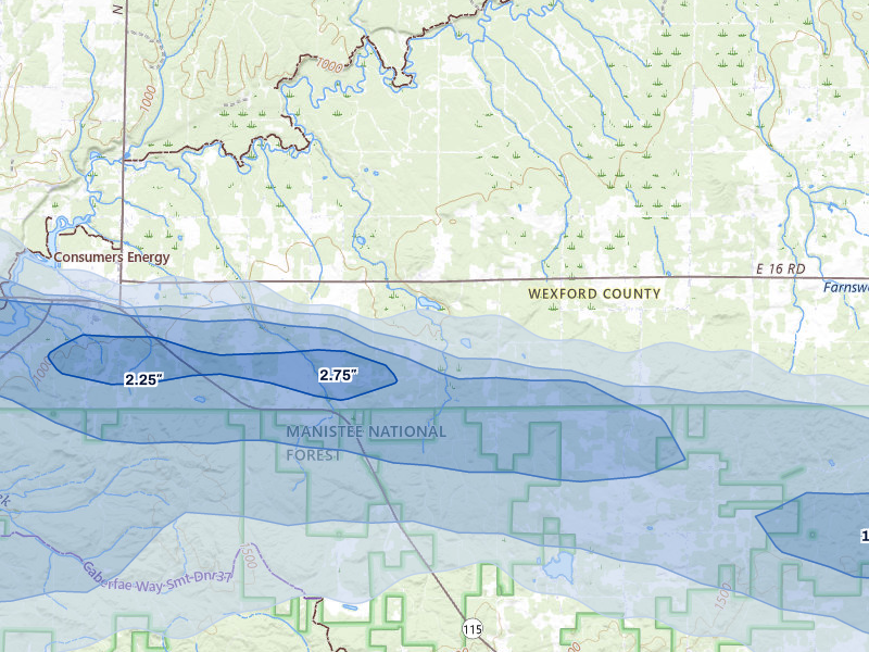 NEXRAD radar-signature map of the hail storm over Mesick, MI on Mar 30, 2026