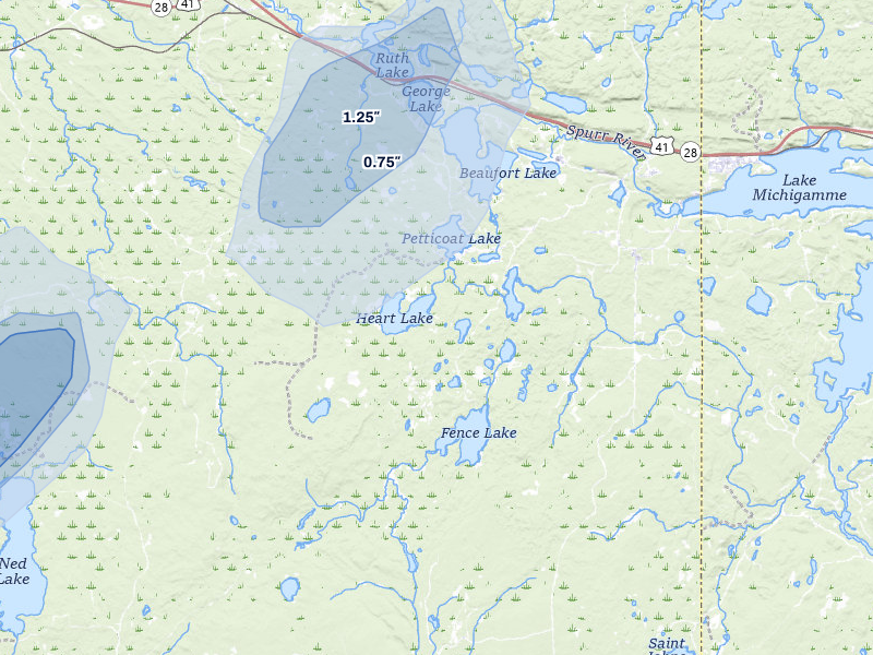 NEXRAD radar-signature map of the hail storm over Michigamme, MI on May 17, 2026