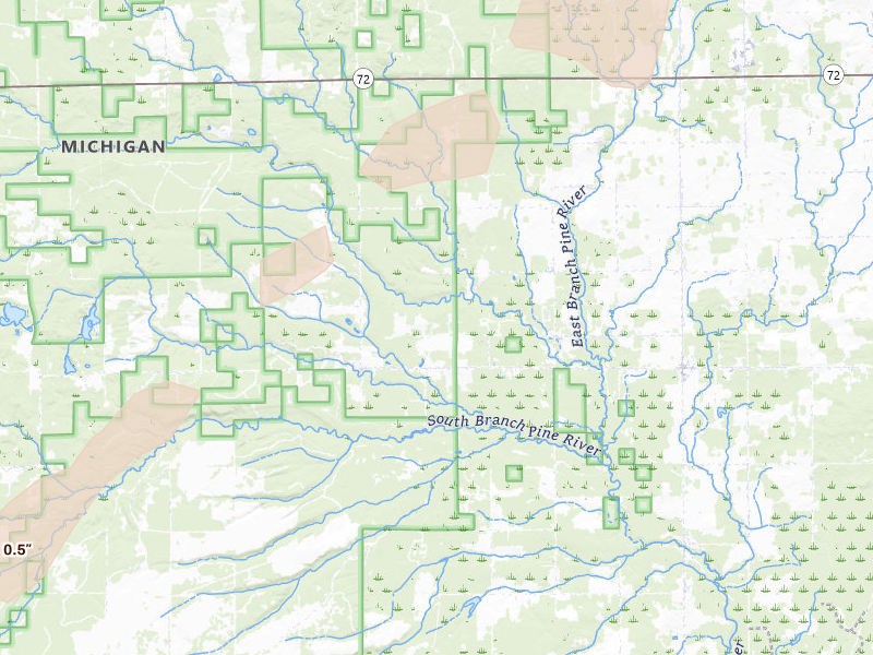 Radar-estimated hail-size map of the storm over Mikado, MI on Jun 16, 2026