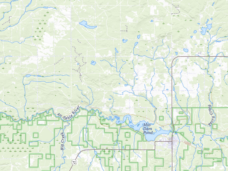 Radar-estimated hail-size map of the storm over Mio, MI on Jul 1, 2026