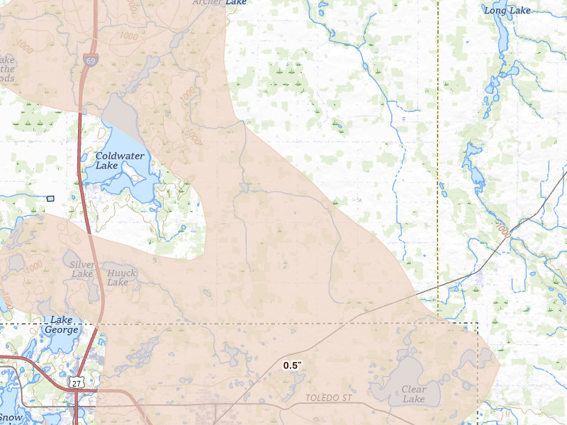 Radar-estimated hail-size map of the storm over Montgomery, MI on Sep 4, 2026