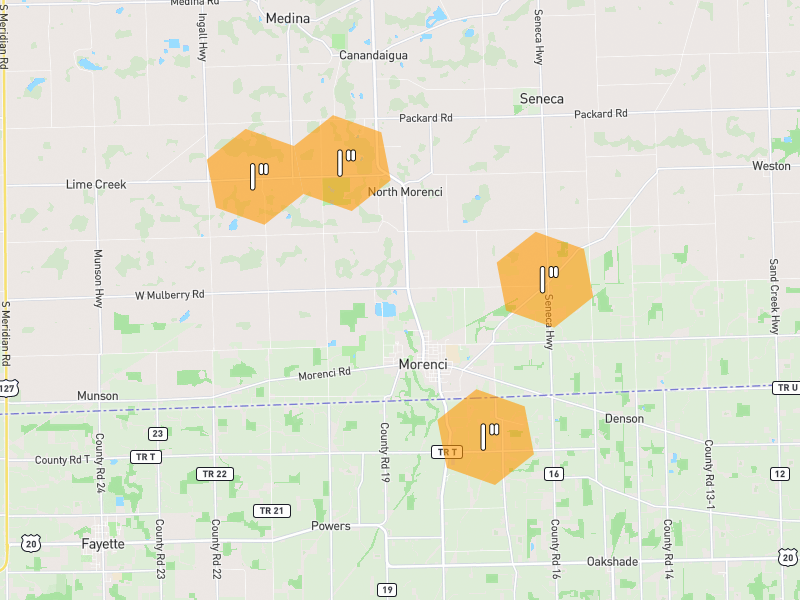 Hail map of Morenci, MI on Jul 21, 2026, hail up to 1"