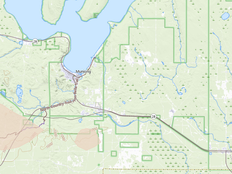 Radar-estimated hail-size map of the storm over Munising, MI on May 25, 2026