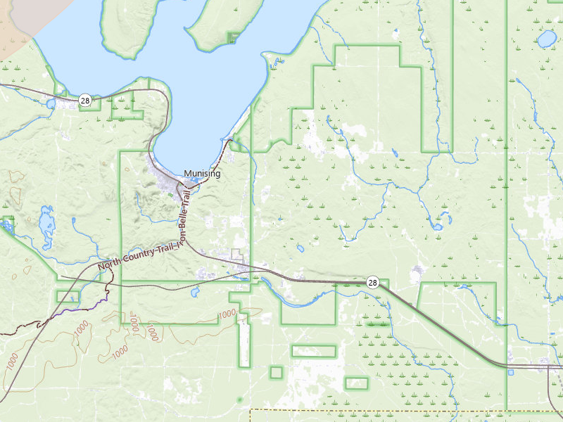 Radar-estimated hail-size map of the storm over Munising, MI on Jun 30, 2026