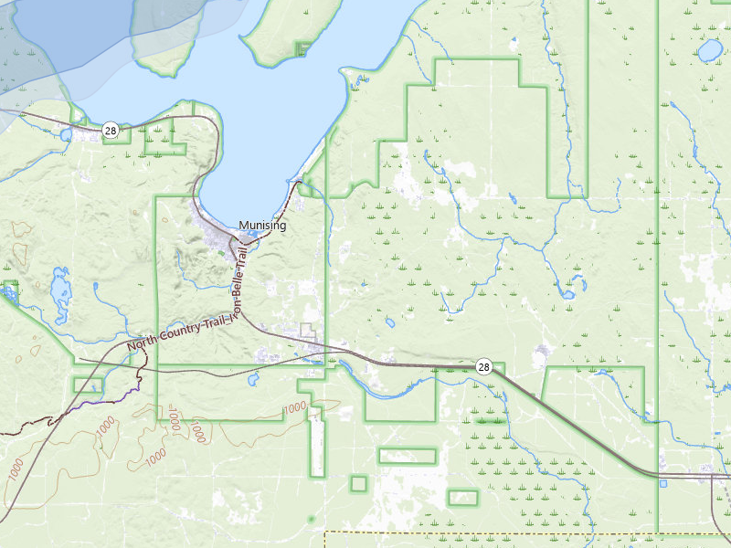 NEXRAD radar-signature map of the hail storm over Munising, MI on Jun 30, 2026