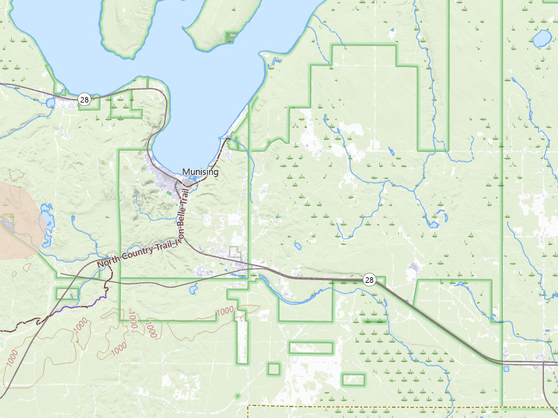 Radar-estimated hail-size map of the storm over Munising, MI on Jul 20, 2026