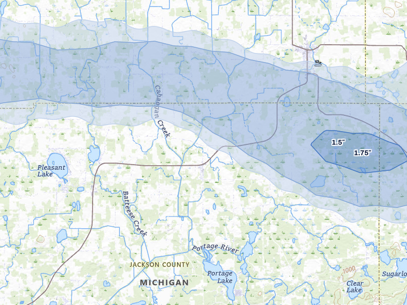 NEXRAD radar-signature map of the hail storm over Munith, MI on Mar 30, 2026