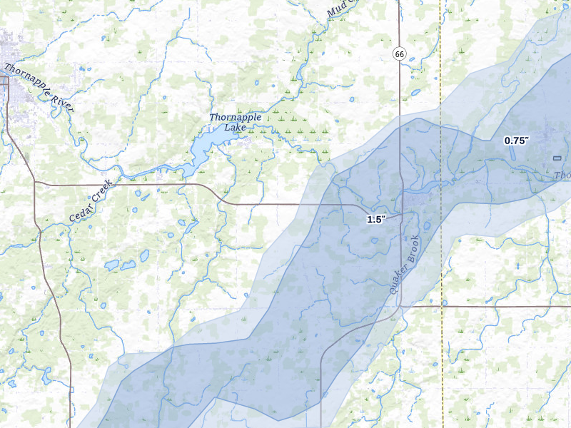 NEXRAD radar-signature map of the hail storm over Nashville, MI on May 18, 2026
