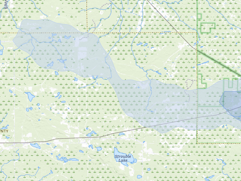 NEXRAD radar-signature map of the hail storm over Naubinway, MI on Jun 29, 2026