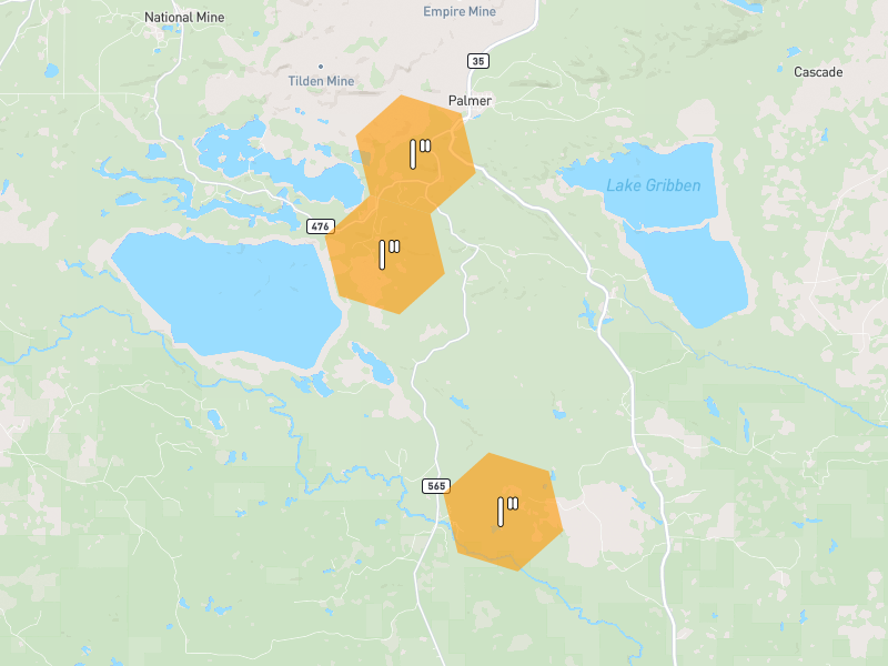 Hail map of Negaunee, MI on Jul 12, 2026, hail up to 1"