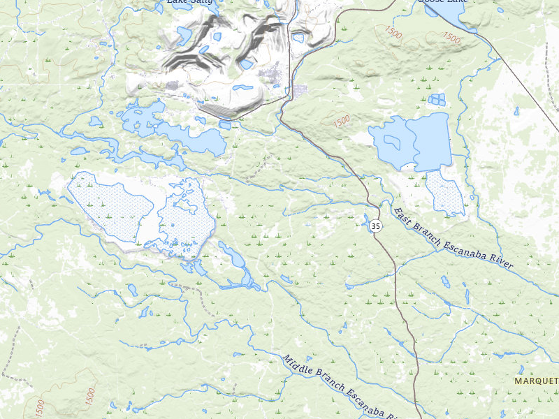 Radar-estimated hail-size map of the storm over Negaunee, MI on Jul 20, 2026