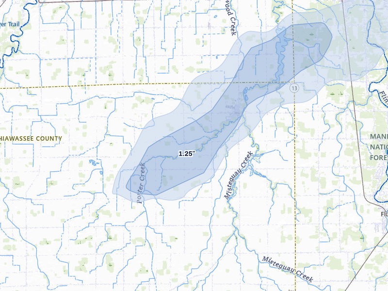 NEXRAD radar-signature map of the hail storm over New Lothrop, MI on Mar 6, 2026