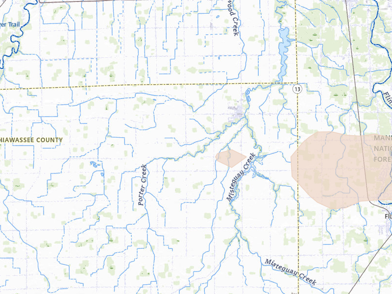 Radar-estimated hail-size map of the storm over New Lothrop, MI on Sep 3, 2026