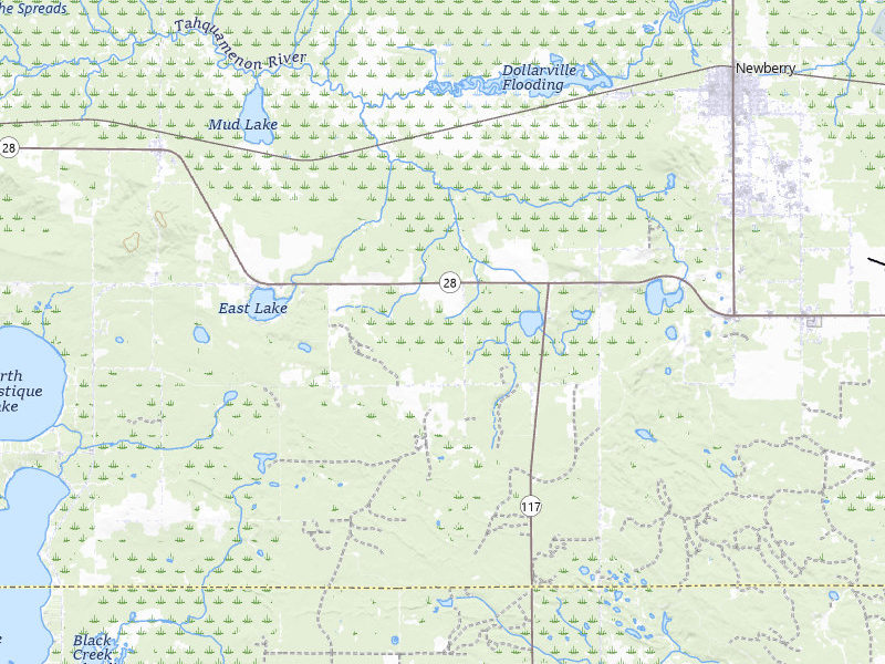 NEXRAD radar-signature map of the hail storm over Newberry, MI on Jul 30, 2026