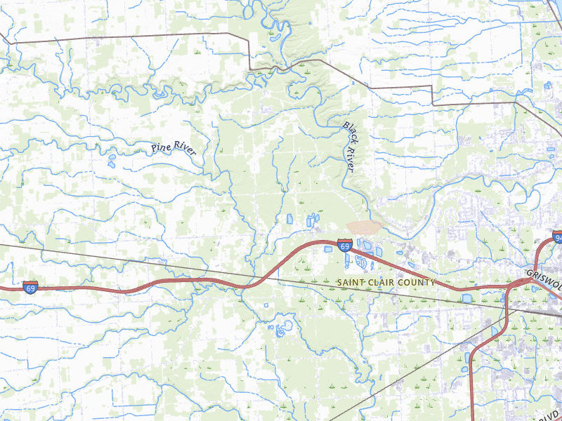 Radar-estimated hail-size map of the storm over North Street, MI on Jun 25, 2026