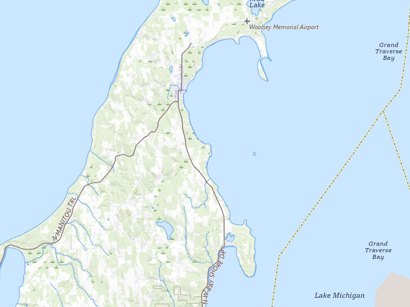 Radar-estimated hail-size map of the storm over Northport, MI on Jul 12, 2026