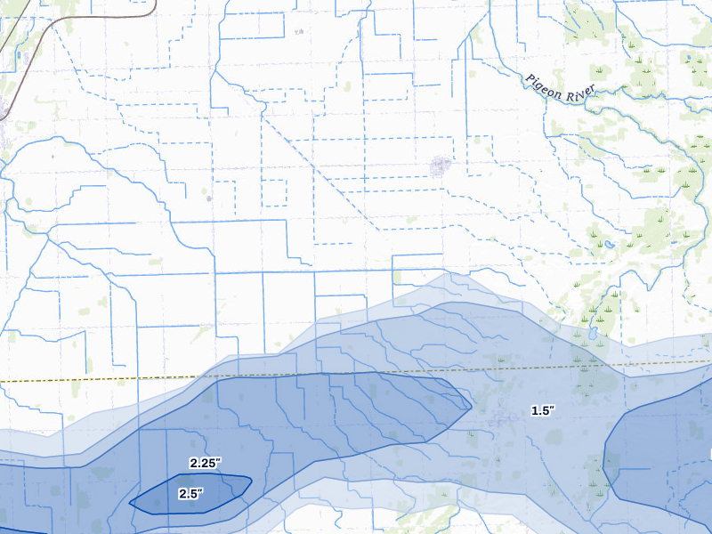 NEXRAD radar-signature map of the hail storm over Owendale, MI on May 17, 2026