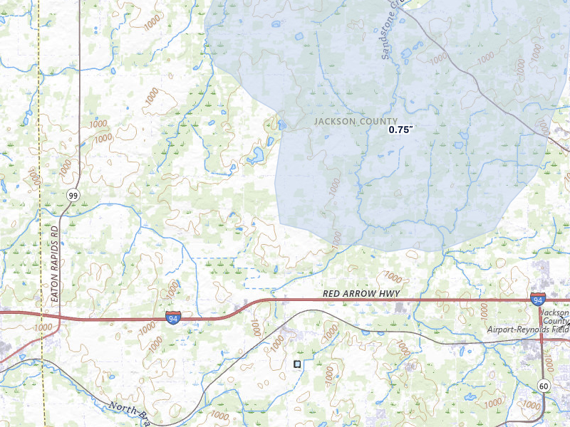 NEXRAD radar-signature map of the hail storm over Parma, MI on May 18, 2026