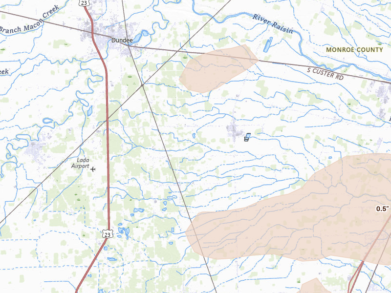 Radar-estimated hail-size map of the storm over Petersburg, MI