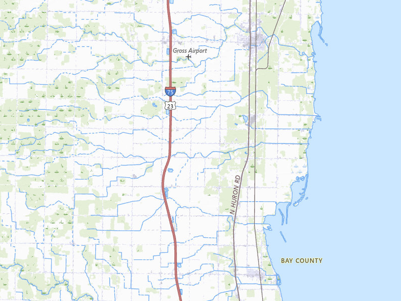 Radar-estimated hail-size map of the storm over Pinconning, MI on Jul 1, 2026