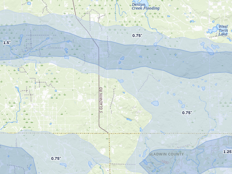 NEXRAD radar-signature map of the hail storm over Prudenville, MI on Mar 30, 2026