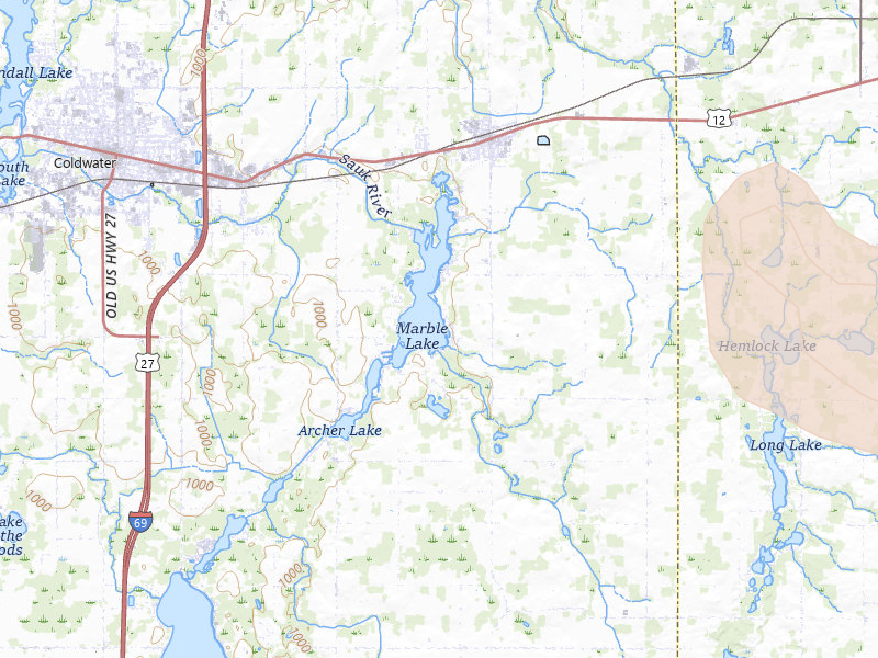 Radar-estimated hail-size map of the storm over Quincy, MI on Apr 22, 2026